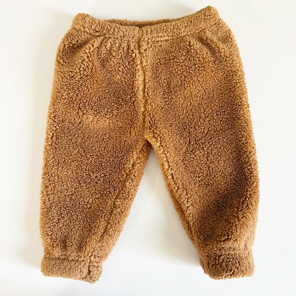 The Children's Place Baby Brown Sherpa Fleece Bear Ear Hoodie Jogger Set 3-6M